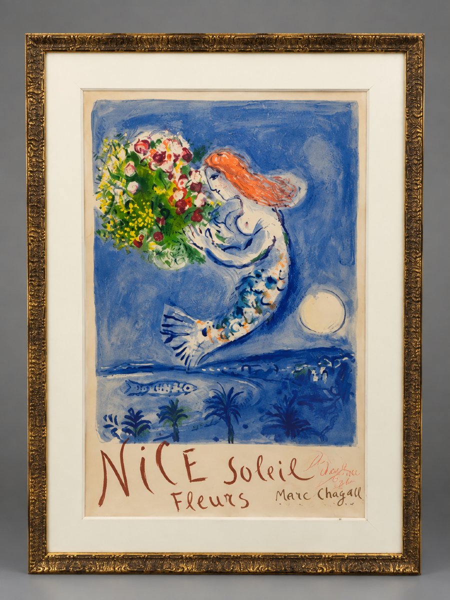 Marc Chagall (1887–1985) – “nice, Sun, Flowers” – 1962 – Signed Lithographic Poster, 