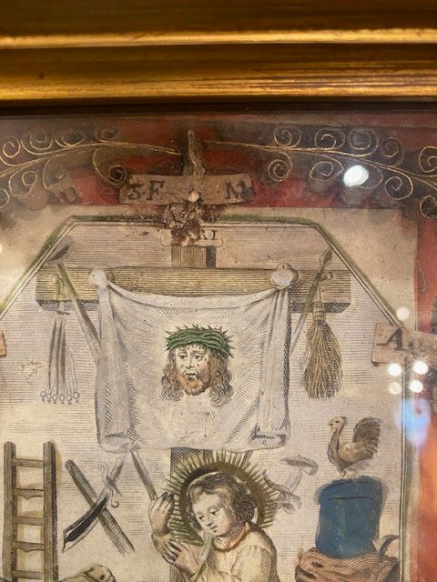 Rare Reliquary With Scrolls—arma Christi And Instruments Of The Passion—18th Century-photo-6