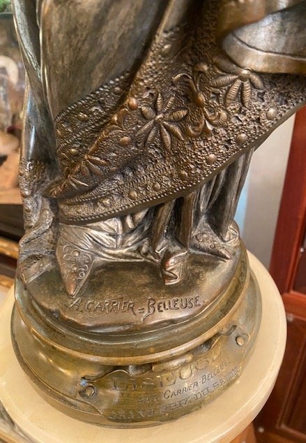 Albert-Ernest Carrier-Belleuse (1824-1887) – La Liseuse – Sculpture chryséléphantine – XIXe siè-photo-8
