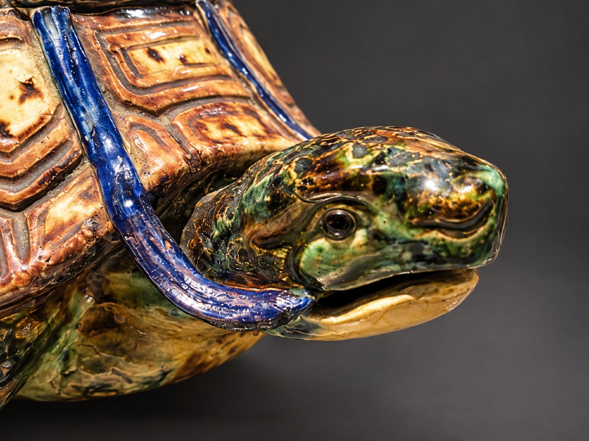 Attribué à Thomas-Victor Sergent – Jeune garçon africain chevauchant une tortue – Faïence polyc-photo-2