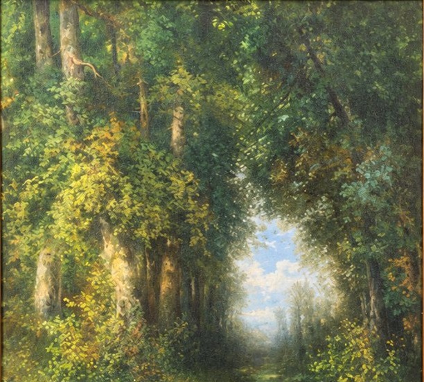 Ch. Breton – Lively Forest Glade – Oil On Canvas – Late 19th Century-photo-2
