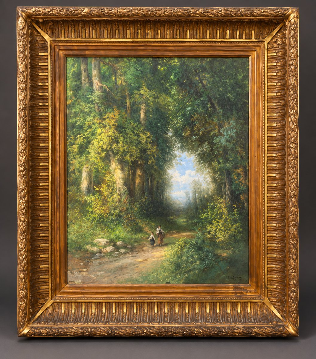 Ch. Breton – Lively Forest Glade – Oil On Canvas – Late 19th Century