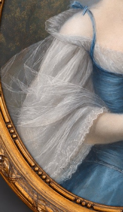 Portrait de jeune femme au bouquet – Pastel – XVIIIe siècle – Cadre Louis XVI-photo-6