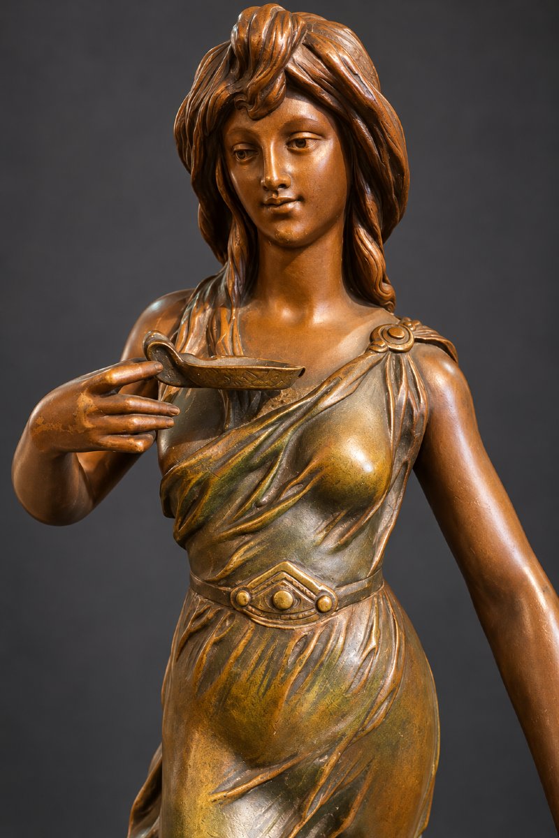  émile Guillemin (1841–1907) – Rebecca At The Fountain – 19th-century Bronze-photo-2