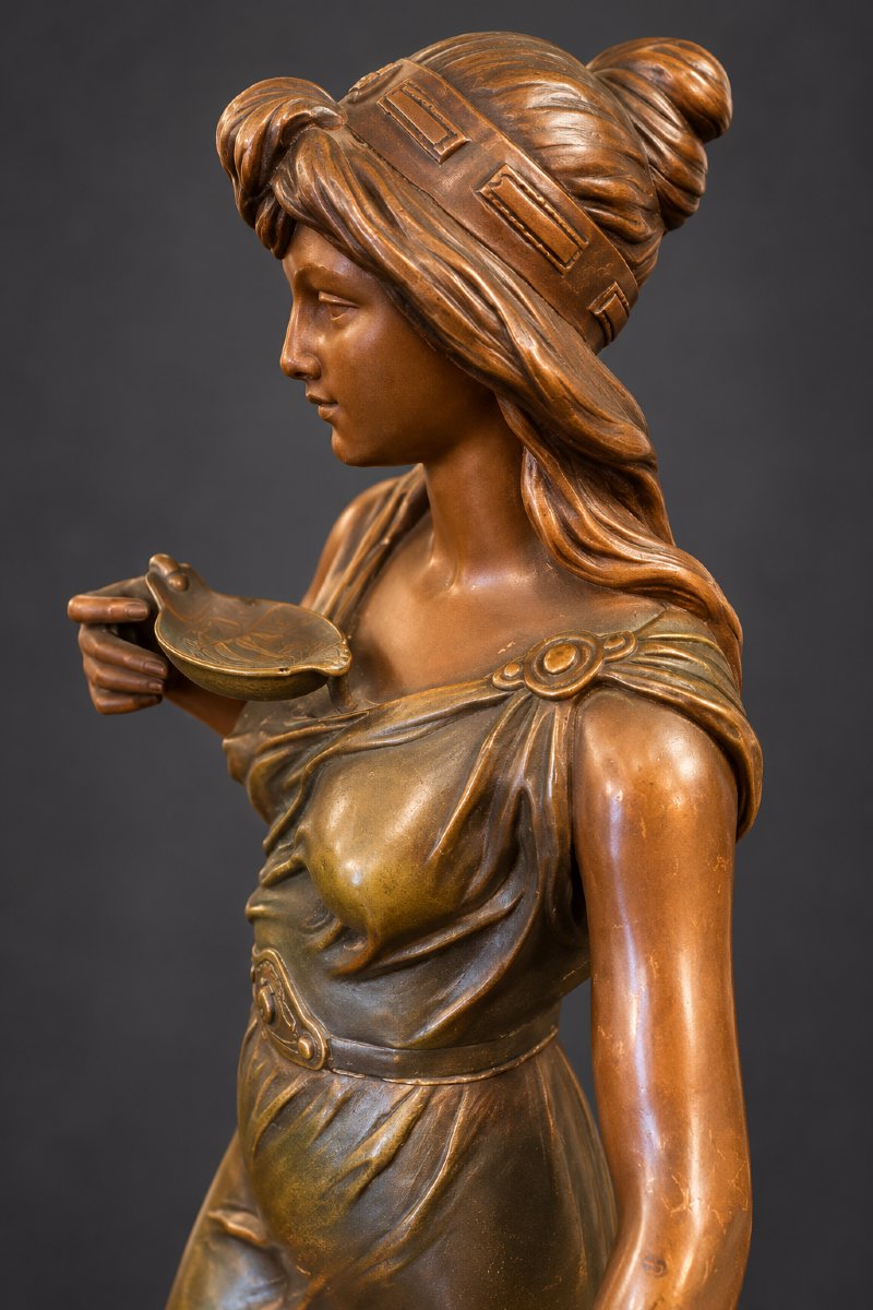  émile Guillemin (1841–1907) – Rebecca At The Fountain – 19th-century Bronze-photo-3