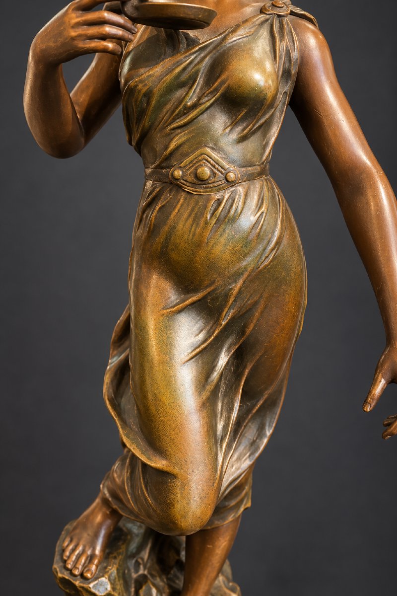  émile Guillemin (1841–1907) – Rebecca At The Fountain – 19th-century Bronze-photo-1