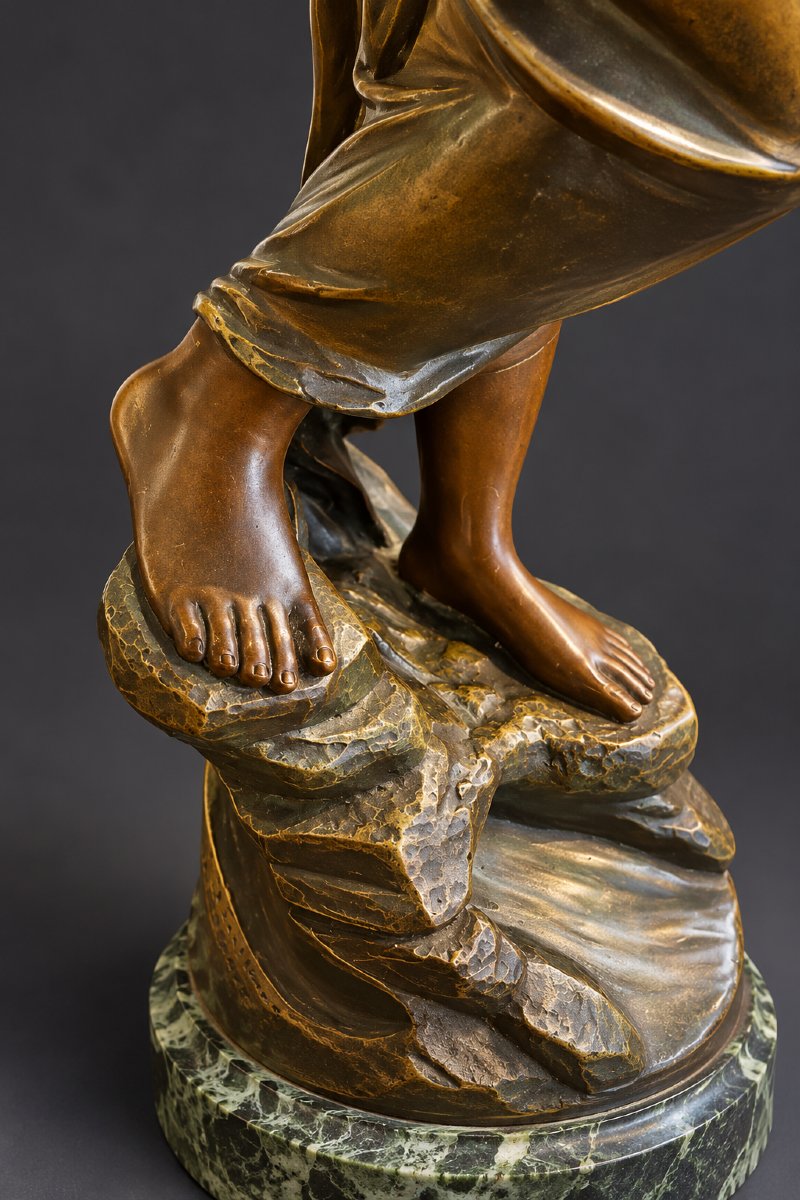  émile Guillemin (1841–1907) – Rebecca At The Fountain – 19th-century Bronze-photo-3