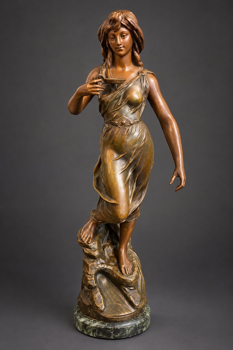  émile Guillemin (1841–1907) – Rebecca At The Fountain – 19th-century Bronze