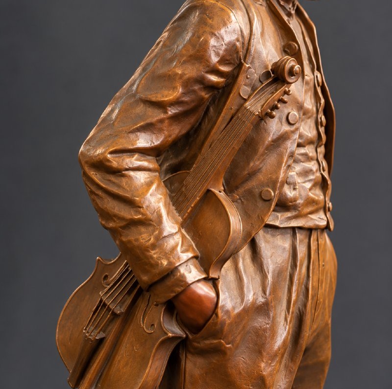 Jean Garnier (1853-1930) – Le Jeune Violoniste – Bronze à patine brune – XIXe siècle-photo-7