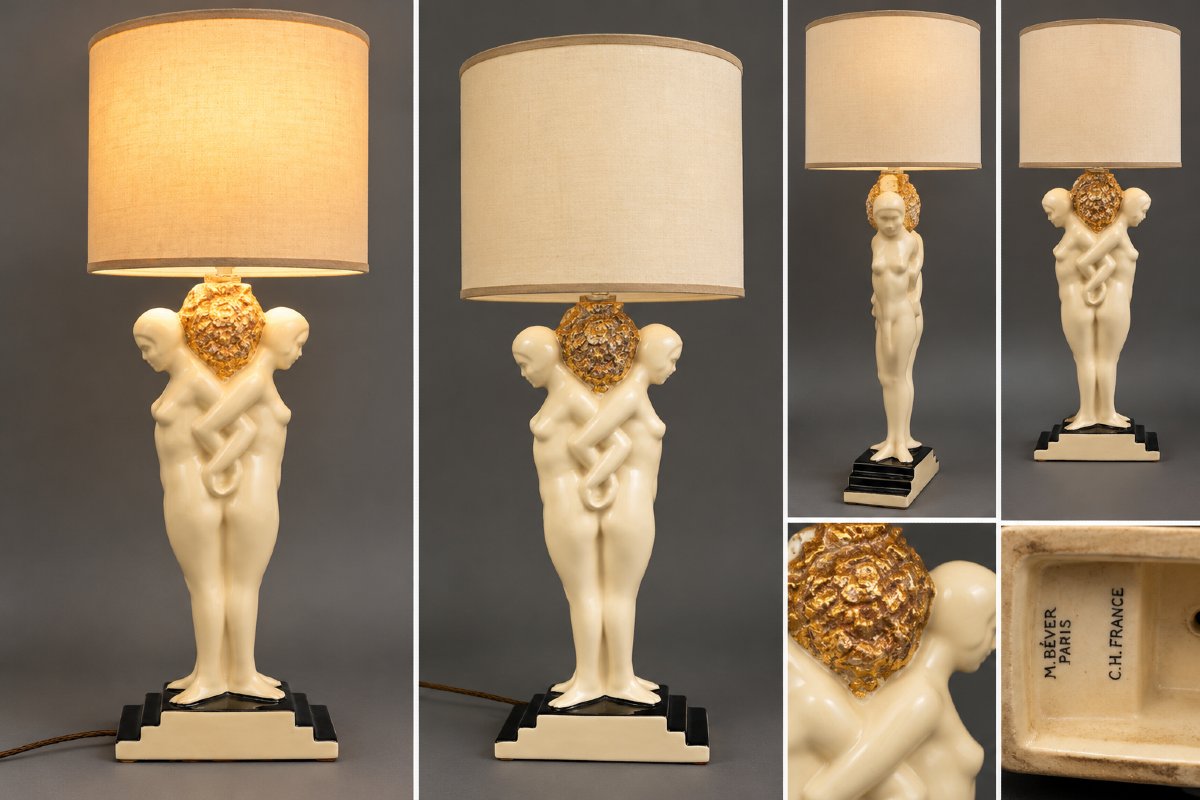 Marcel Bever – Art Deco Ceramic Sculptural Lamp – Circa 1930-photo-5