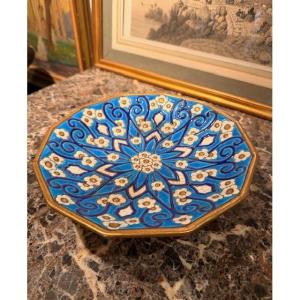 Coupe octogonale en émaux cloisonnés – Longwy, vers 1930