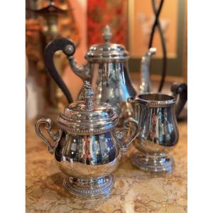 Service à thé en métal argenté – Modèle Perles – Christofle