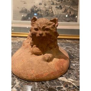 Marguerite Monnot (1903-1961) – Chaton Couché – Terre Cuite – Sculpture Animalière Vers 1930