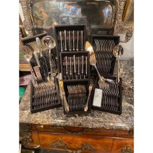 Proantic Christofle - Ménagère Modèle Pompadour - 101 Pièces - Style Louis XV - Métal Argenté