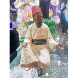 Encrier orientaliste en plomb polychrome – Personnage oriental, fin XIXe  début  XXe  siècle