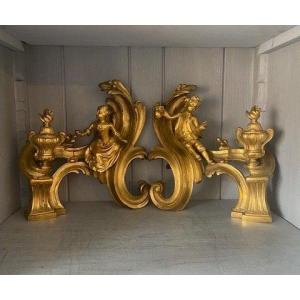 A Rare Pair Of Finely Chased And Gilded Bronze Andirons – Louis XV Period, Circa 1750