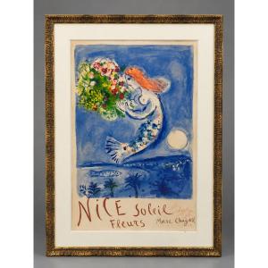 Marc Chagall (1887–1985) – “nice, Sun, Flowers” – 1962 – Signed Lithographic Poster,