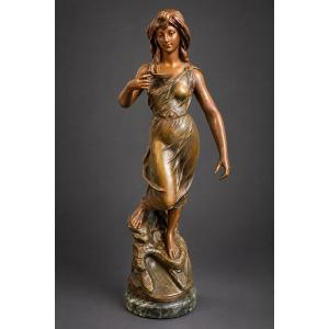 Émile Guillemin (1841-1907) – Rébecca à la fontaine – Bronze XIXe siècle