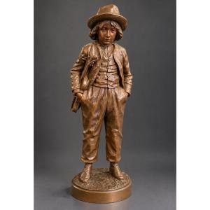Jean Garnier (1853-1930) – Le Jeune Violoniste – Bronze à patine brune – XIXe siècle