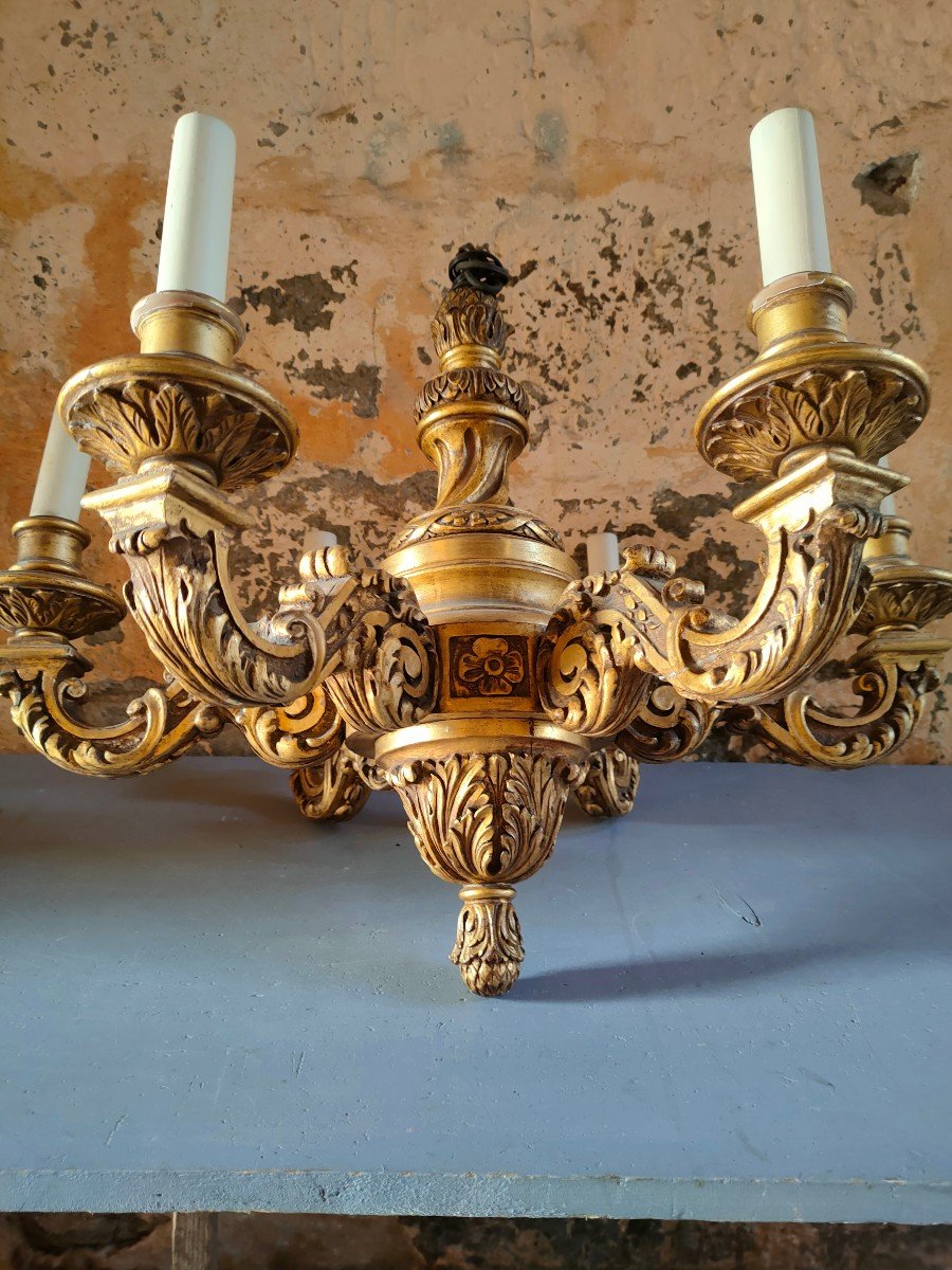 Lustre En Bois Doré -photo-3