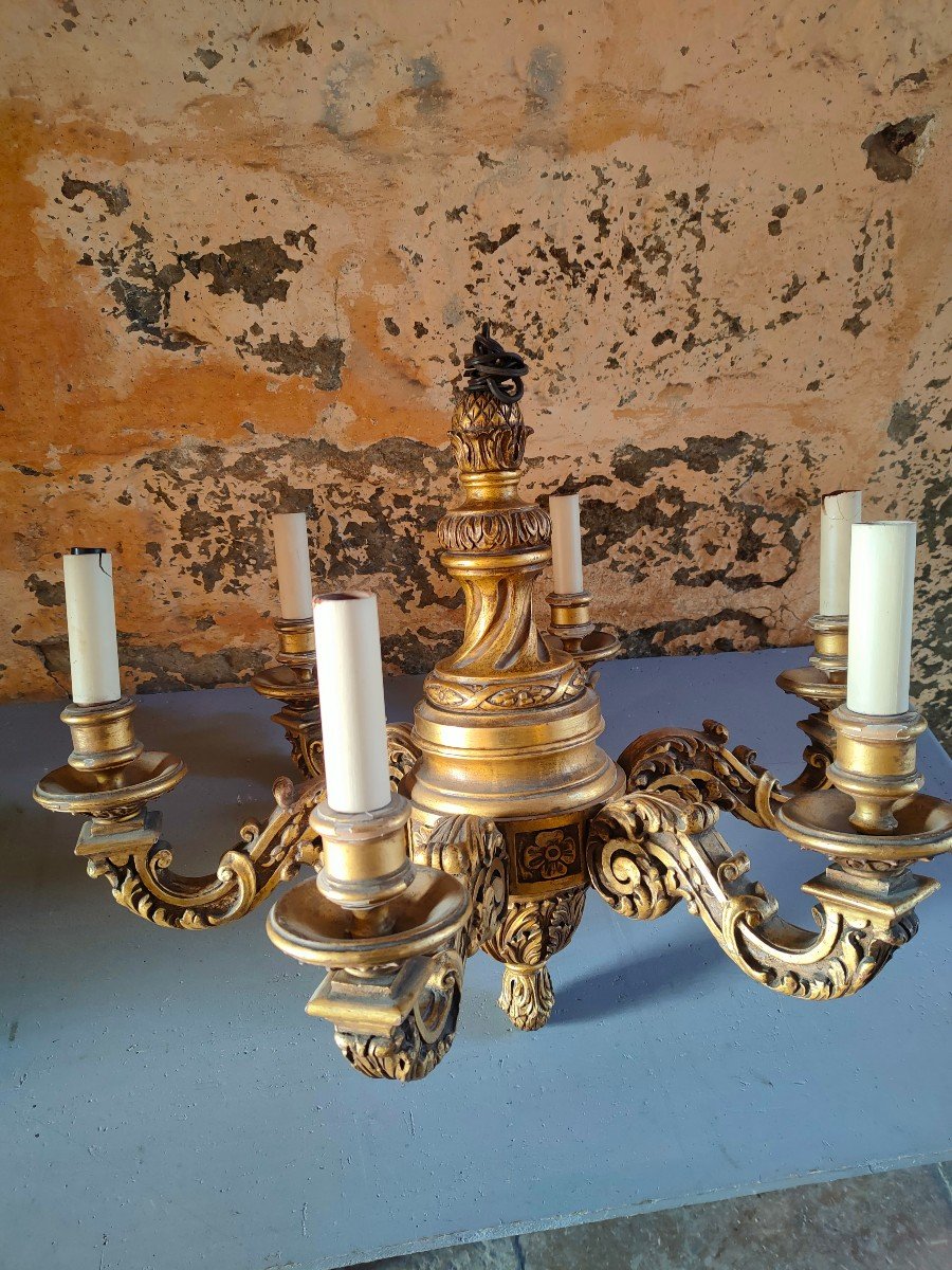 Lustre En Bois Doré -photo-4