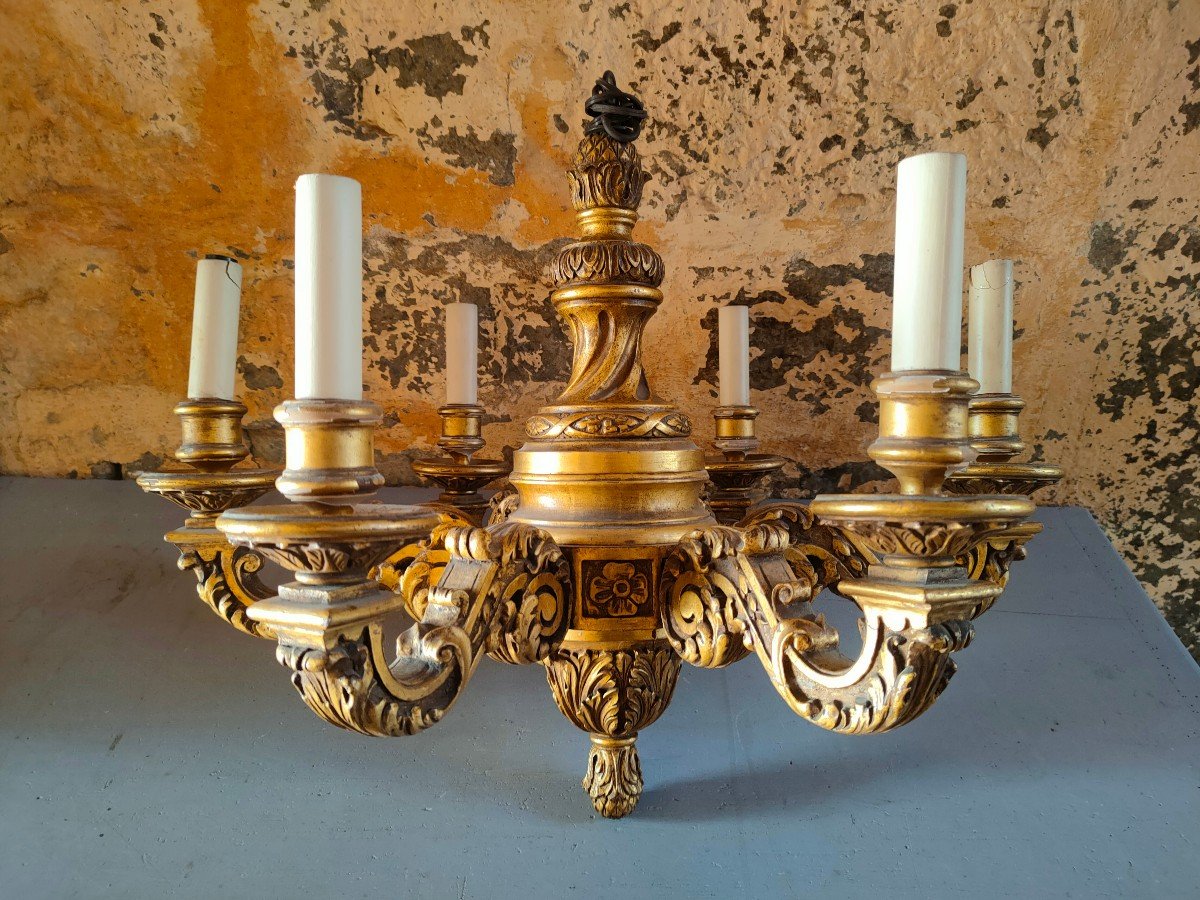 Lustre En Bois Doré 