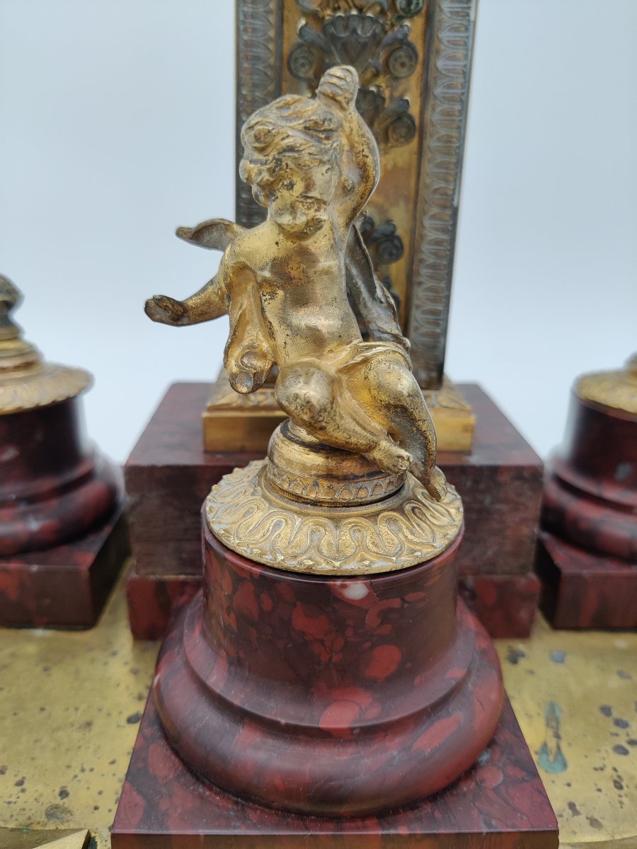 Marble And Gilded Bronze Inkwell -photo-3