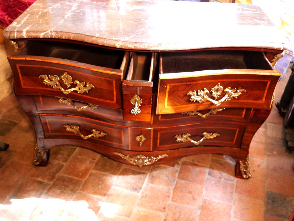 Commode Galbée  Louis XV d'Antoine Lardin 18e-photo-3