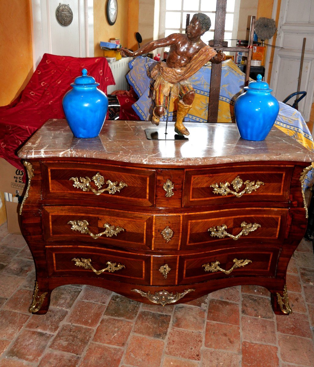 Commode Galbée  Louis XV d'Antoine Lardin 18e-photo-4
