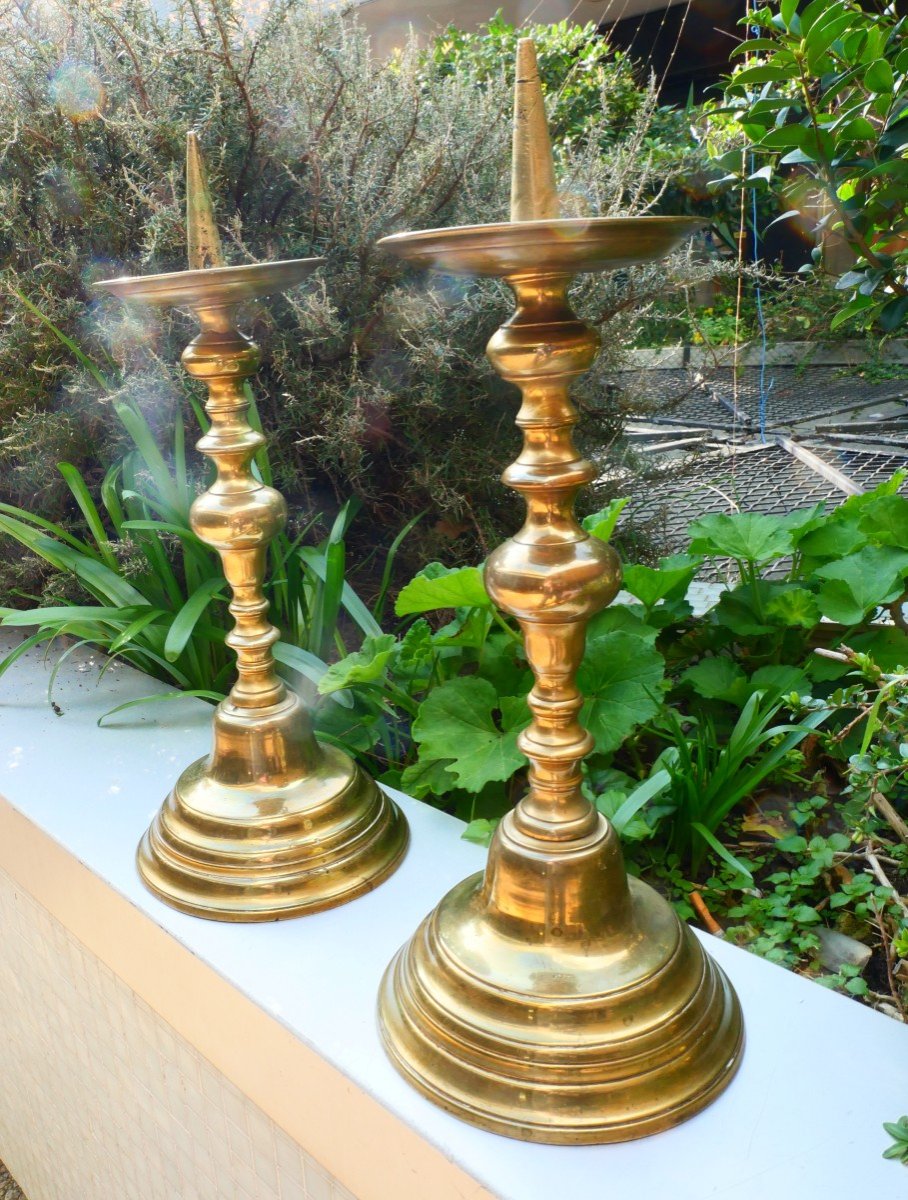 Pair Of 17th Bronze Candlesticks-photo-1