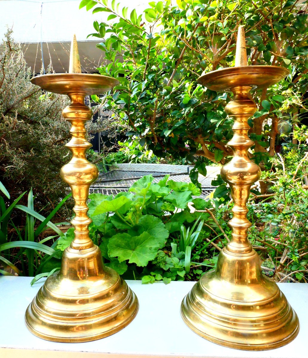 Pair Of 17th Bronze Candlesticks