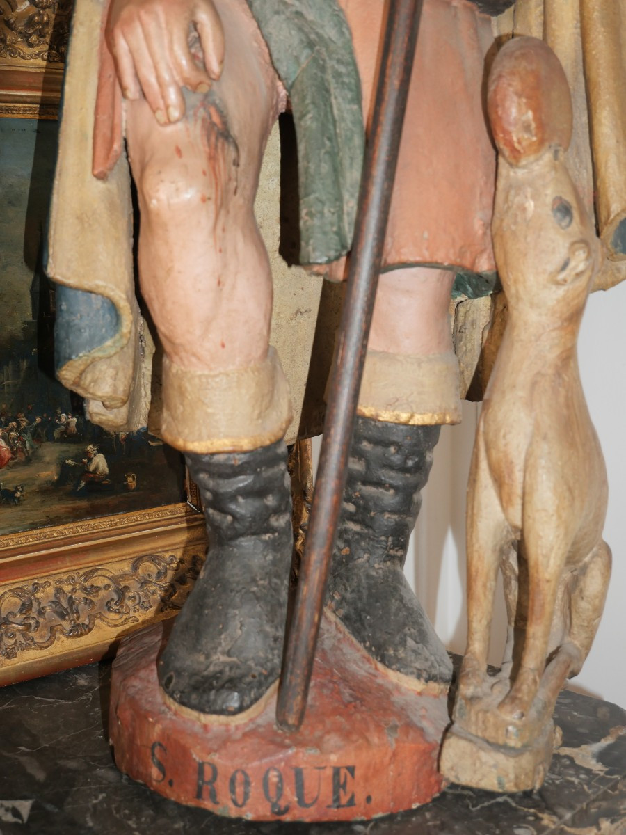 Saint Roch Bois Polychrome 17e-photo-2