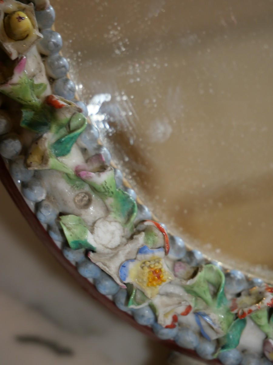 Late 19th Century Porcelain Decor Mirror-photo-2