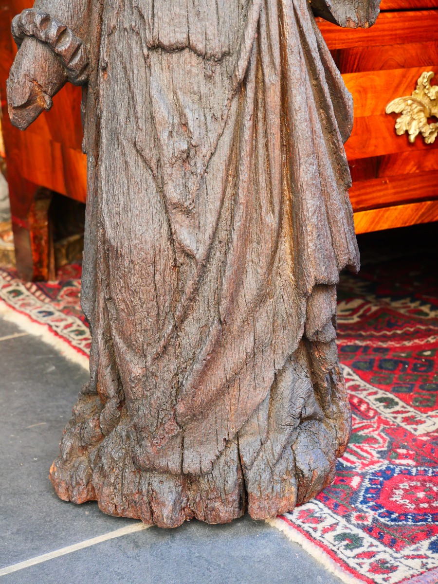 Sainte Femme En Bois Sculpté 17e-photo-4