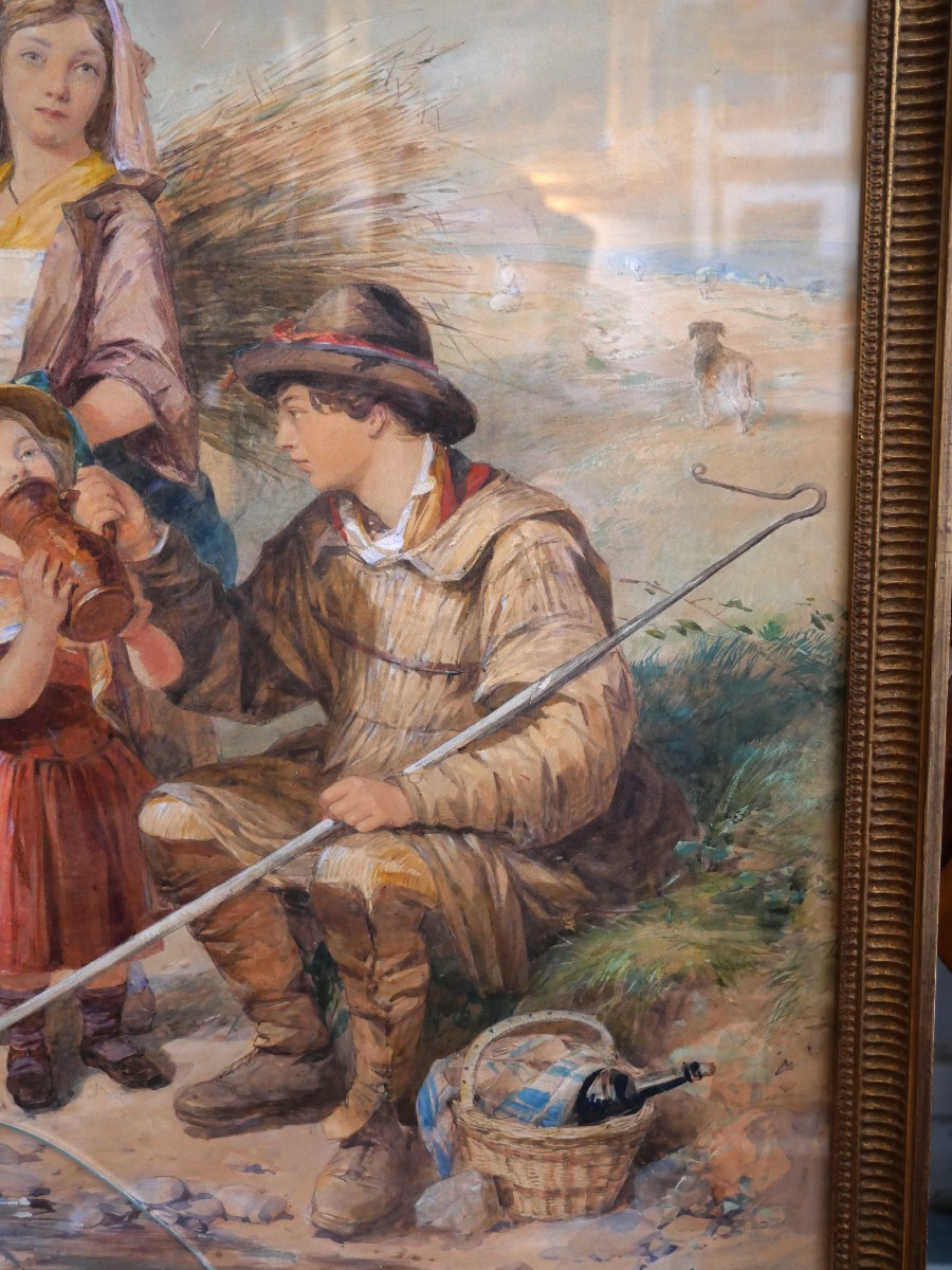 Large Watercolor By Octavius Oakley 1861-photo-4