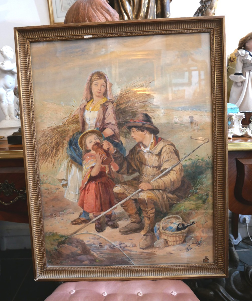 Large Watercolor By Octavius Oakley 1861