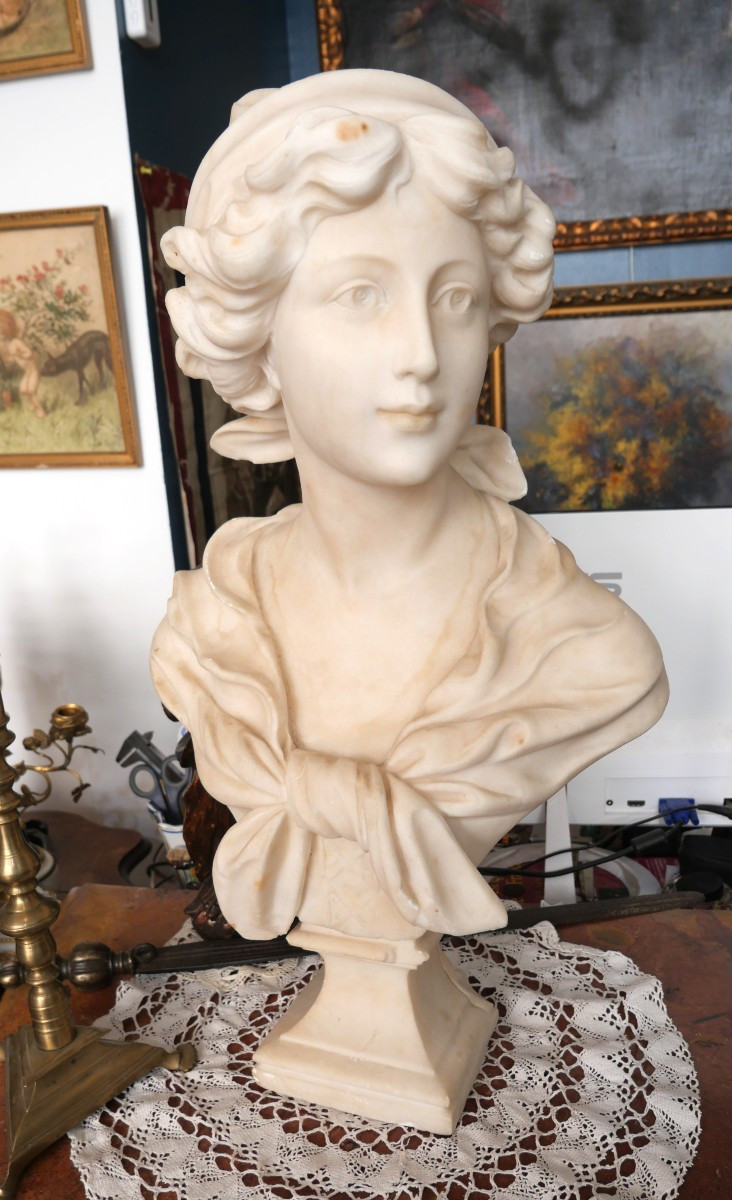 19th Century Marble Bust-photo-3