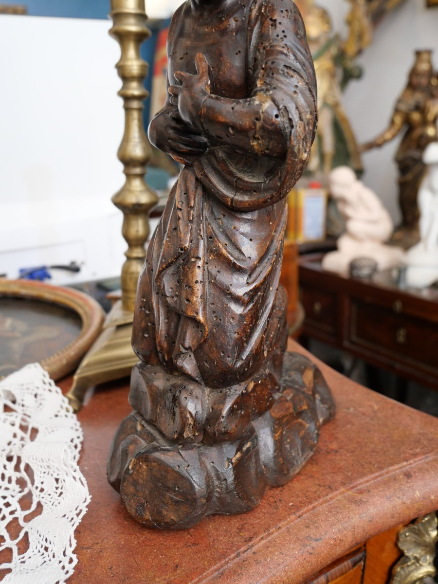 17th Century Carved Wooden Angel-photo-1