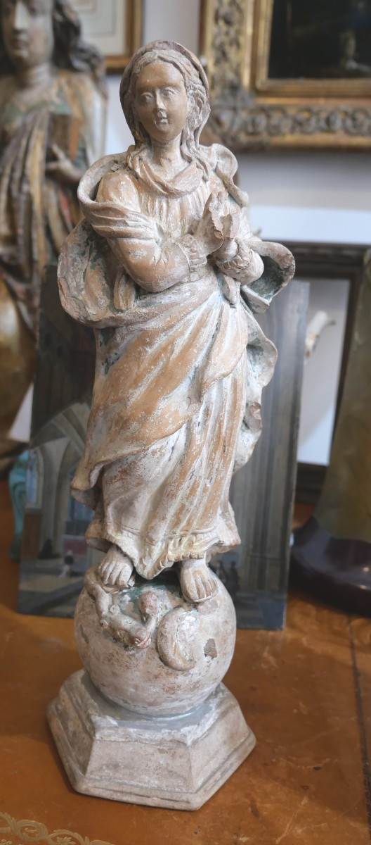 Terracotta Virgin Of Le Mans, 18th Century