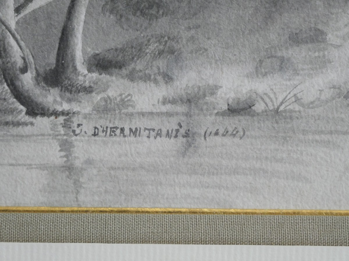 Dessin à l'encre paysage 1844-photo-3