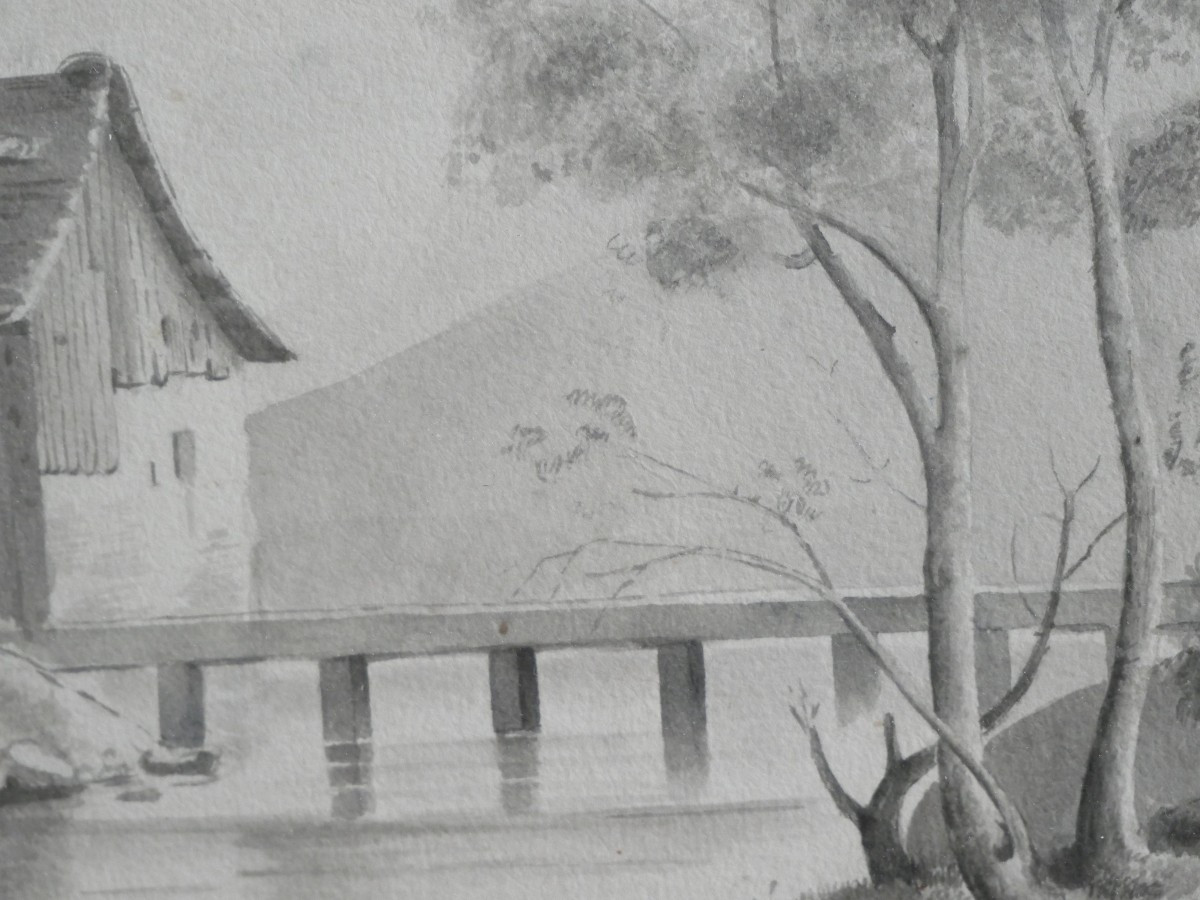 Dessin à l'encre paysage 1844-photo-4