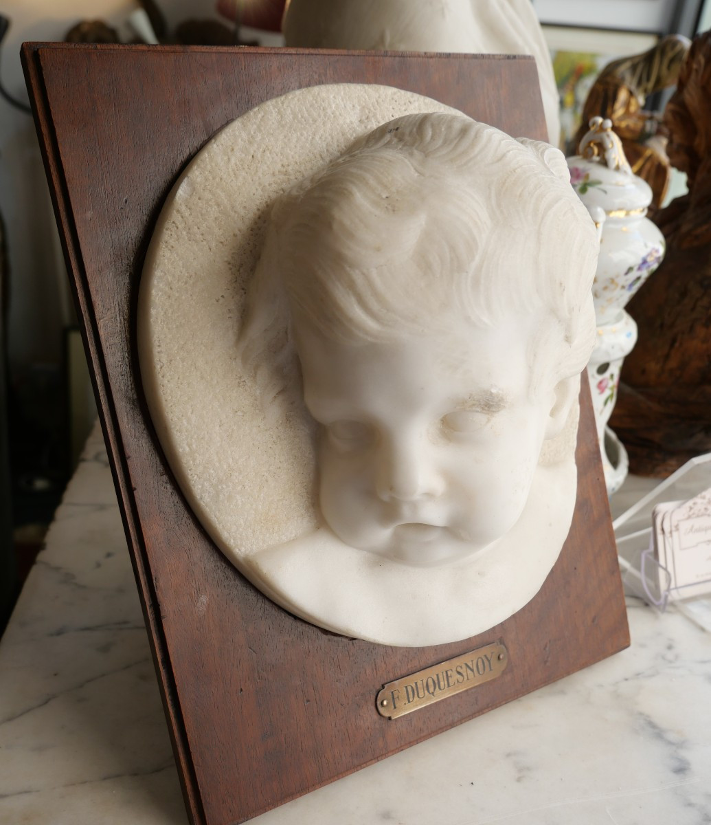 19th Century Marble Cherub Head-photo-2