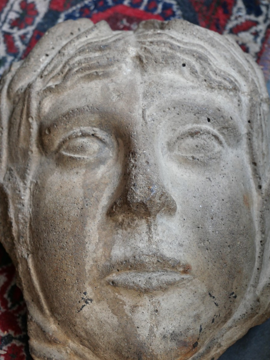 Mascaron en pierre 19e-photo-2