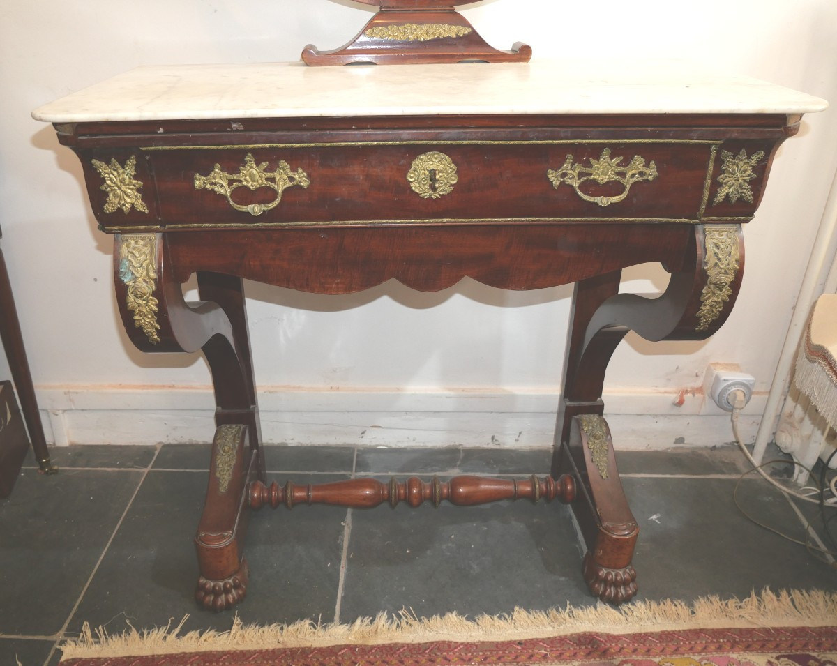 19th Century Mahogany Veneer Dressing Table-photo-2