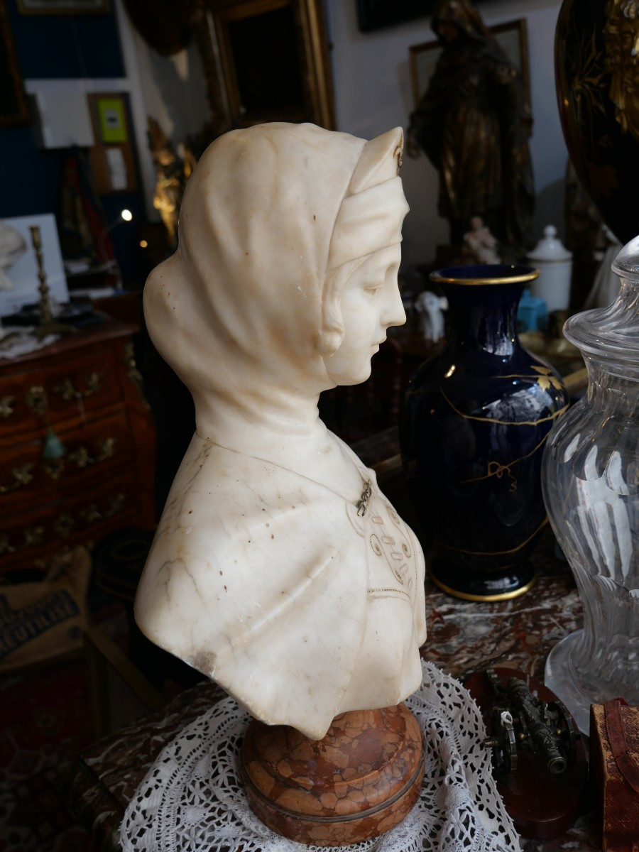 Marble Bust Of Joan Of Arc, 19th Century-photo-2