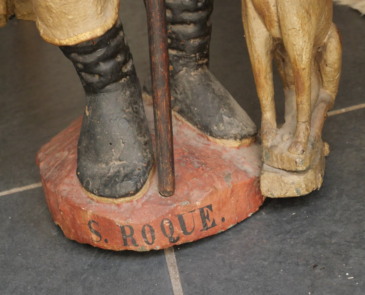 Saint Roch en bois sculpté XVIIe-photo-2