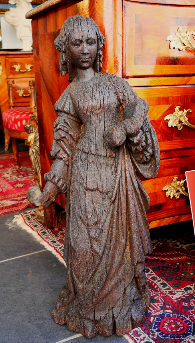 17th Century Wooden Holy Woman-photo-2