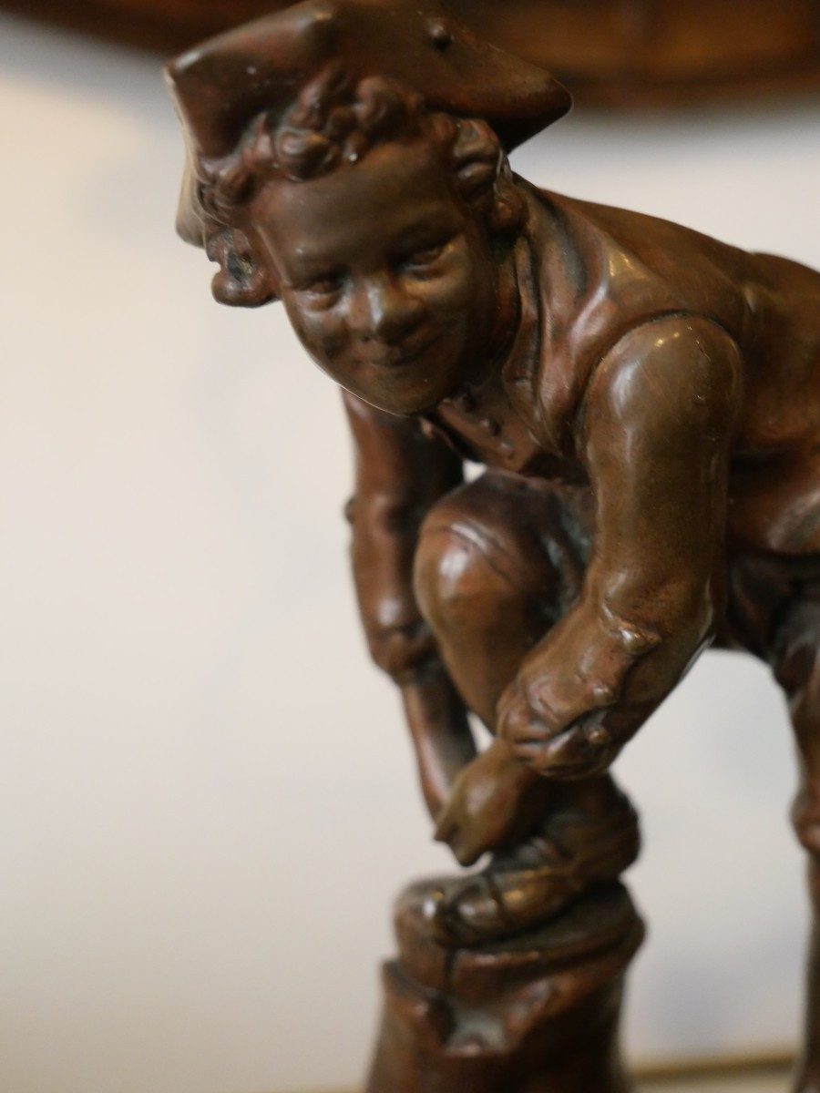 Small Patinated Bronze Skater From The 19th Century -photo-2