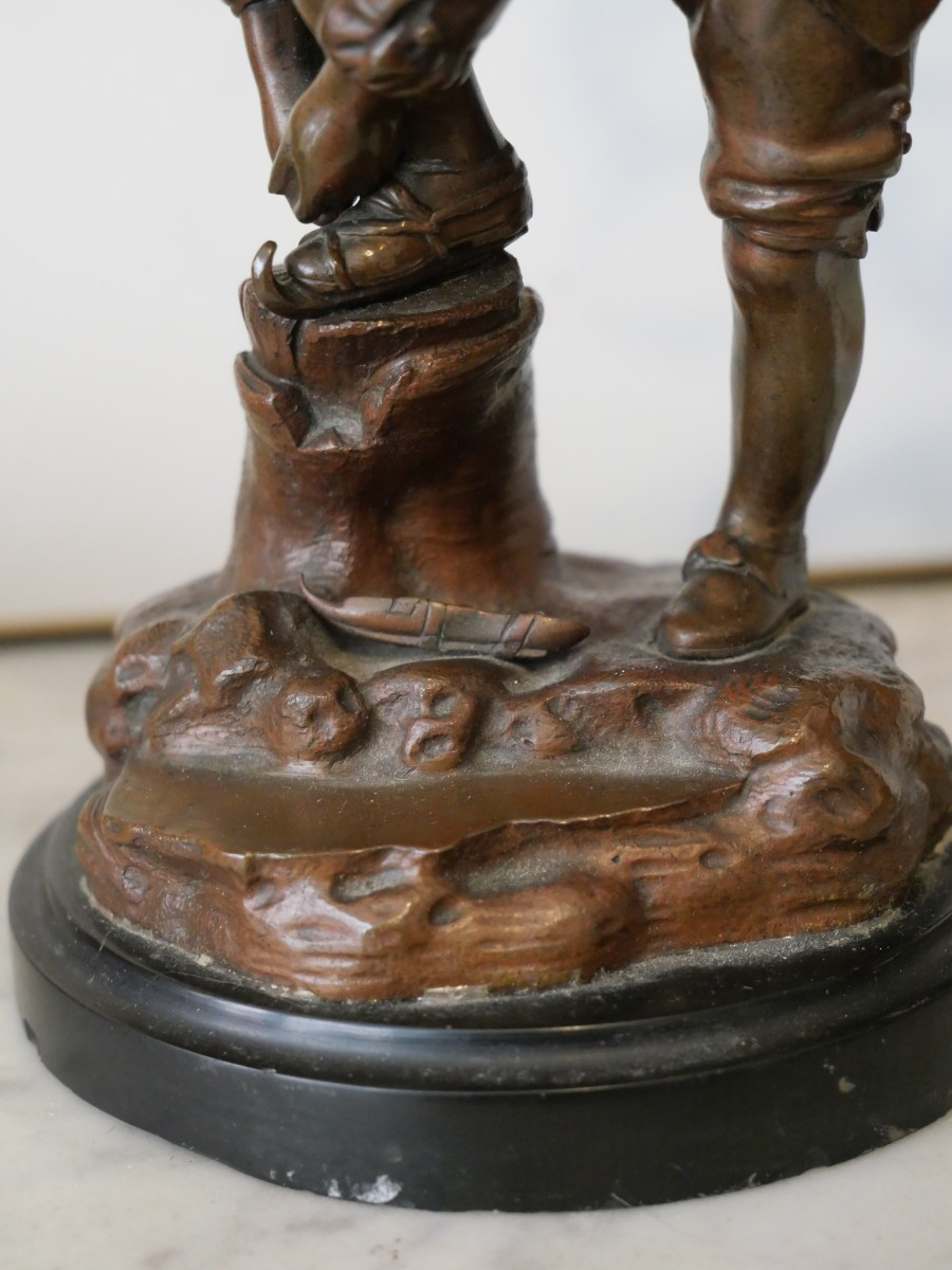 Small Patinated Bronze Skater From The 19th Century -photo-3