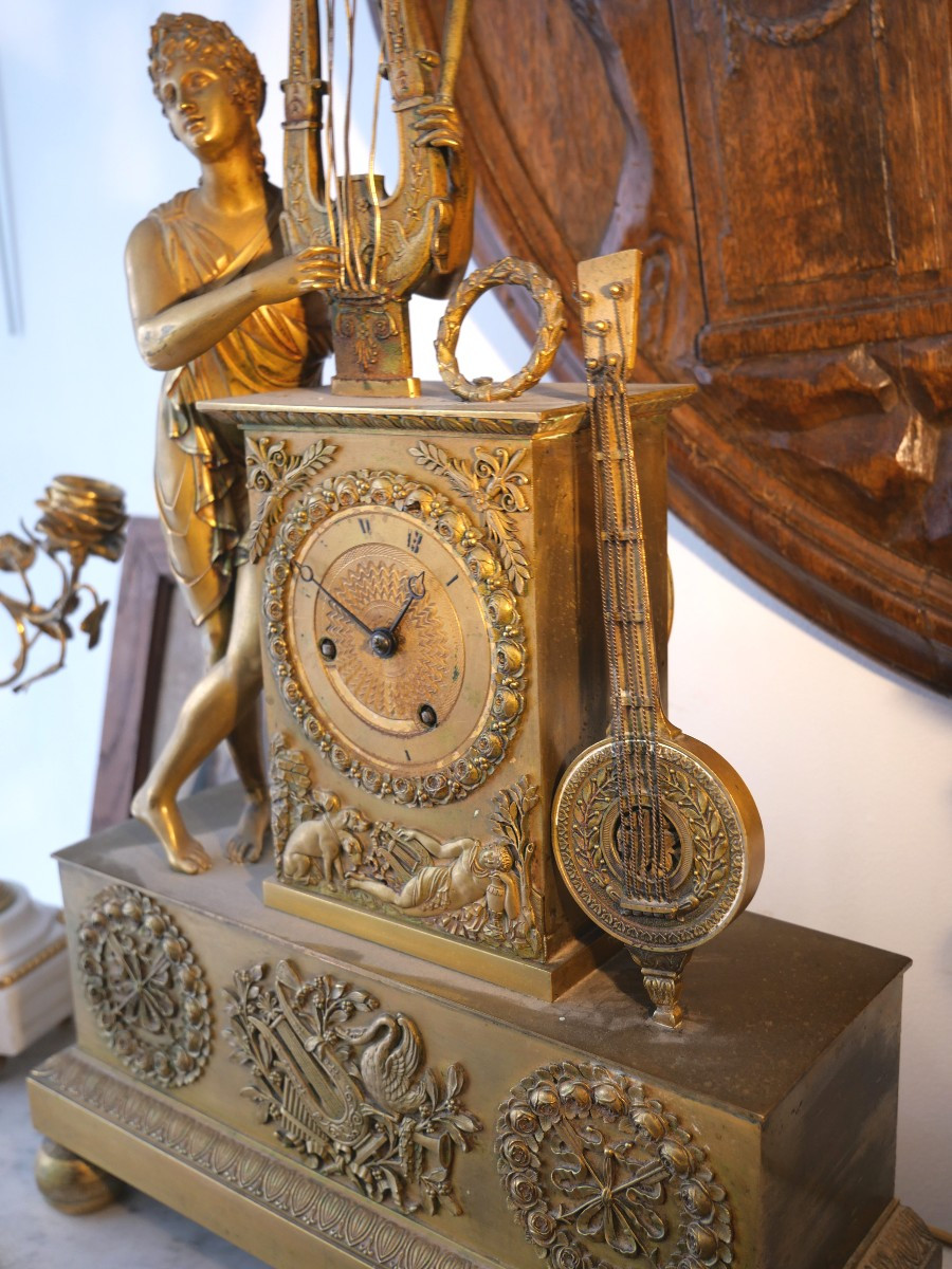 Pendule Restauration bronze argenté 19e-photo-3